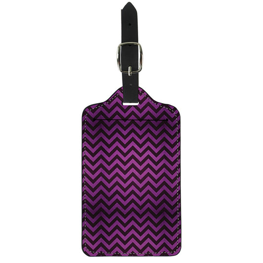 Purple And Black Chevron Pattern Print Luggage Tag