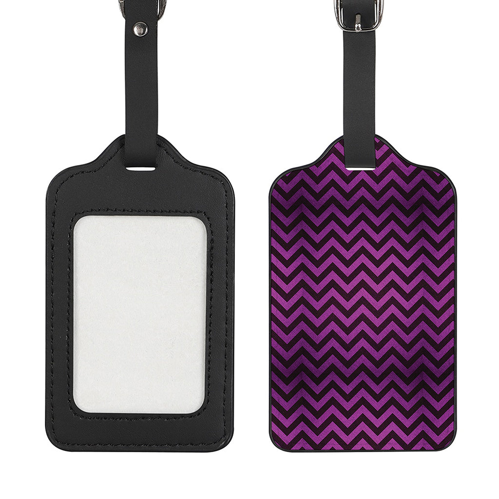 Purple And Black Chevron Pattern Print Luggage Tag
