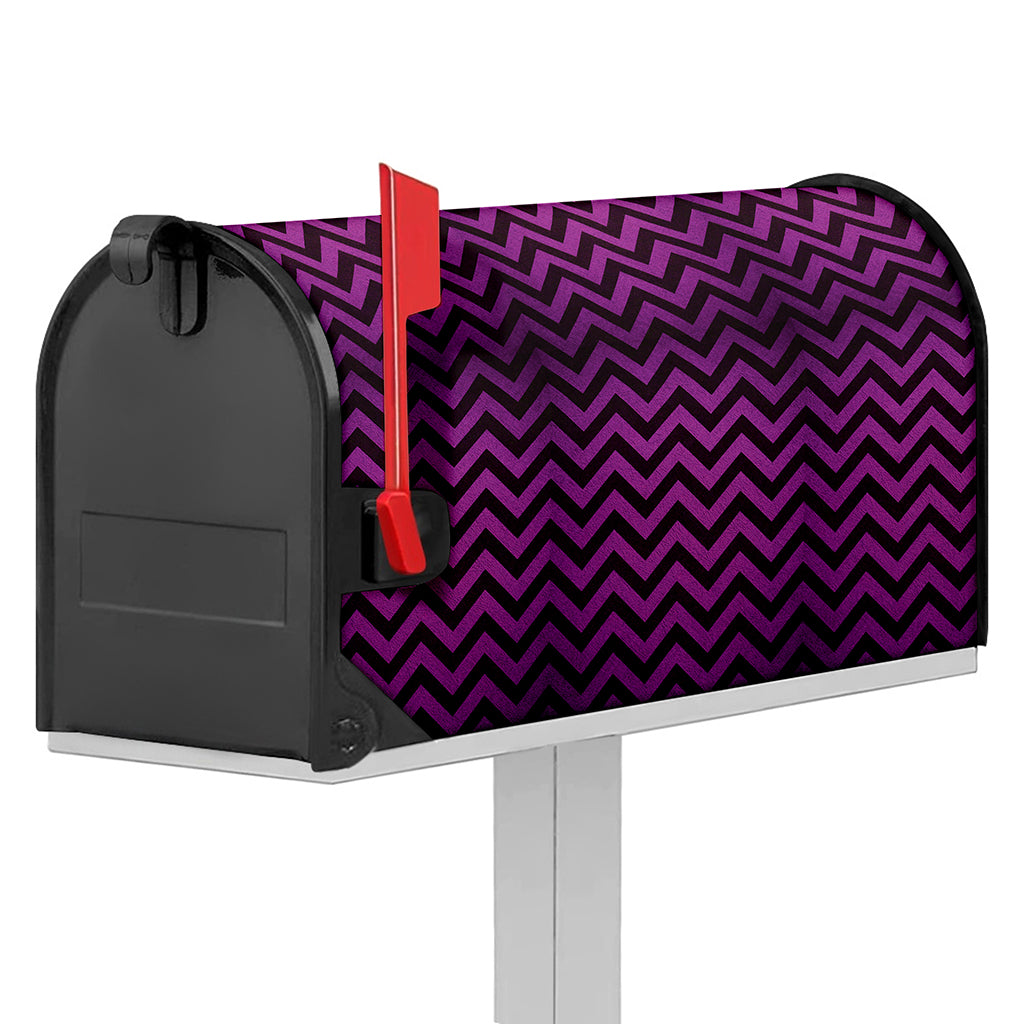 Purple And Black Chevron Pattern Print Mailbox Cover