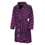 Purple And Black Chevron Pattern Print Men's Bathrobe