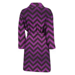 Purple And Black Chevron Pattern Print Men's Bathrobe