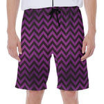 Purple And Black Chevron Pattern Print Men's Beach Shorts