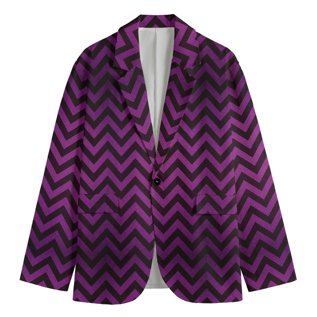 Purple And Black Chevron Pattern Print Men's Blazer