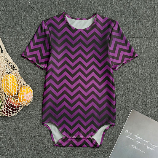 Purple And Black Chevron Pattern Print Men's Bodysuit