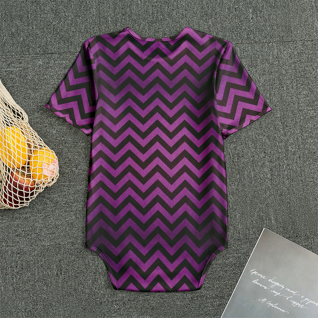 Purple And Black Chevron Pattern Print Men's Bodysuit