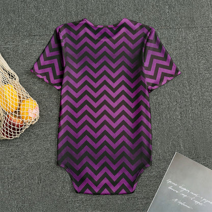 Purple And Black Chevron Pattern Print Men's Bodysuit
