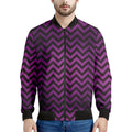 Purple And Black Chevron Pattern Print Men's Bomber Jacket