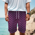 Purple And Black Chevron Pattern Print Men's Cargo Shorts