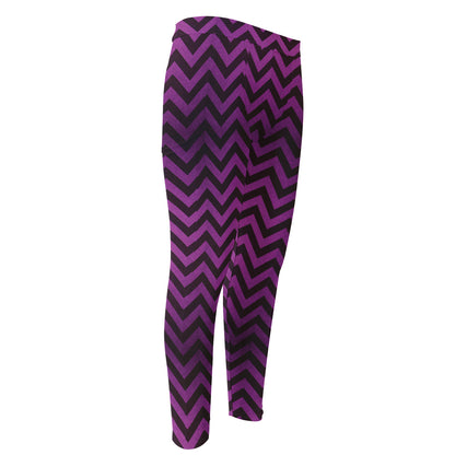Purple And Black Chevron Pattern Print Men's Compression Pants