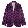 Purple And Black Chevron Pattern Print Men's Cotton Blazer