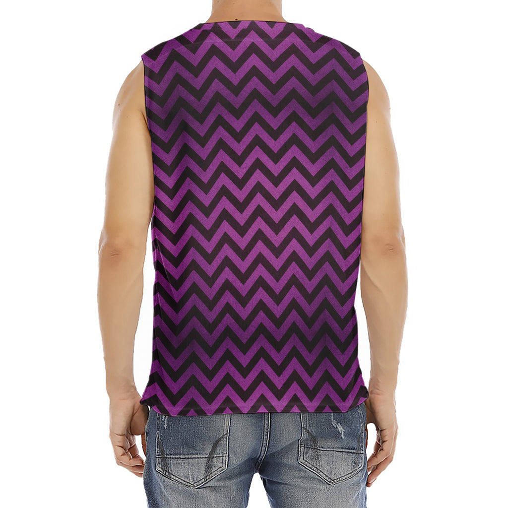 Purple And Black Chevron Pattern Print Men's Fitness Tank Top