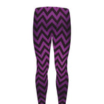 Purple And Black Chevron Pattern Print Men's leggings