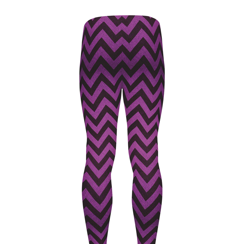 Purple And Black Chevron Pattern Print Men's leggings