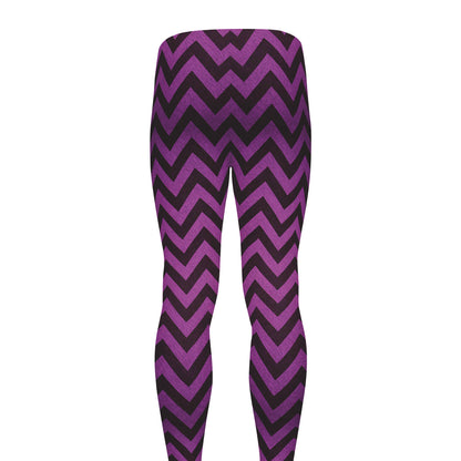 Purple And Black Chevron Pattern Print Men's leggings