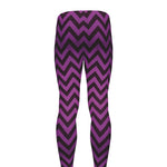 Purple And Black Chevron Pattern Print Men's leggings