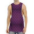 Purple And Black Chevron Pattern Print Men's Muscle Tank Top