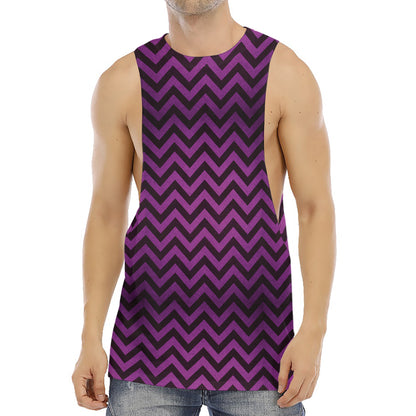 Purple And Black Chevron Pattern Print Men's Muscle Tank Top