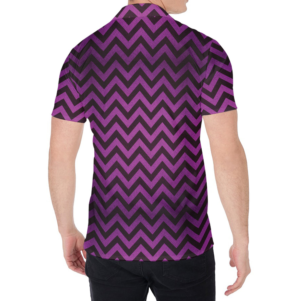 Purple And Black Chevron Pattern Print Men's Shirt