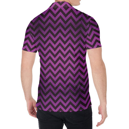 Purple And Black Chevron Pattern Print Men's Shirt