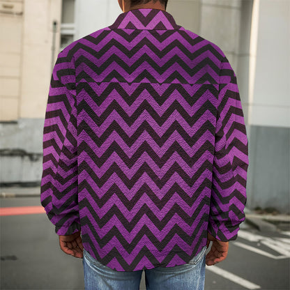 Purple And Black Chevron Pattern Print Men's Shirt Jacket