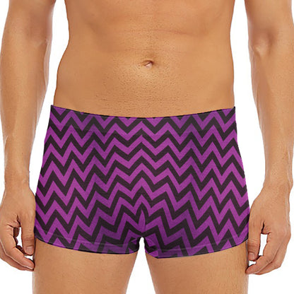 Purple And Black Chevron Pattern Print Men's Short Boxer Briefs