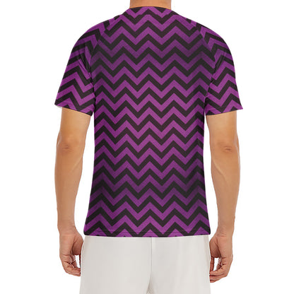 Purple And Black Chevron Pattern Print Men's Short Sleeve Rash Guard