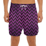 Purple And Black Chevron Pattern Print Men's Split Running Shorts