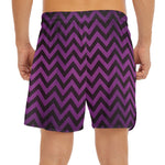 Purple And Black Chevron Pattern Print Men's Split Running Shorts