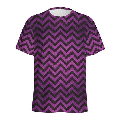 Purple And Black Chevron Pattern Print Men's Sports T-Shirt