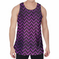 Purple And Black Chevron Pattern Print Men's Velvet Tank Top