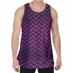 Purple And Black Chevron Pattern Print Men's Velvet Tank Top