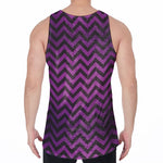 Purple And Black Chevron Pattern Print Men's Velvet Tank Top