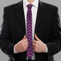 Purple And Black Chevron Pattern Print Necktie