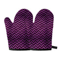 Purple And Black Chevron Pattern Print Oven Mitts