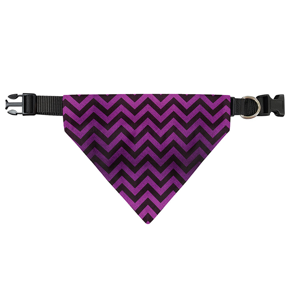 Purple And Black Chevron Pattern Print Over The Collar Dog Bandana