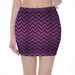 Purple And Black Chevron Pattern Print Pencil Mini Skirt