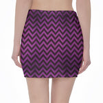 Purple And Black Chevron Pattern Print Pencil Mini Skirt