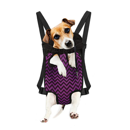 Purple And Black Chevron Pattern Print Pet Carrier Backpack
