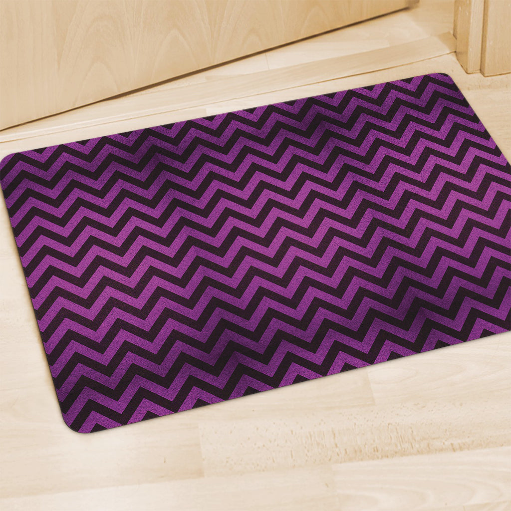 Purple And Black Chevron Pattern Print Polyester Doormat