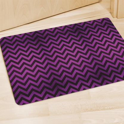 Purple And Black Chevron Pattern Print Polyester Doormat