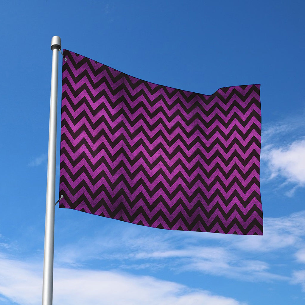 Purple And Black Chevron Pattern Print Polyester Flag