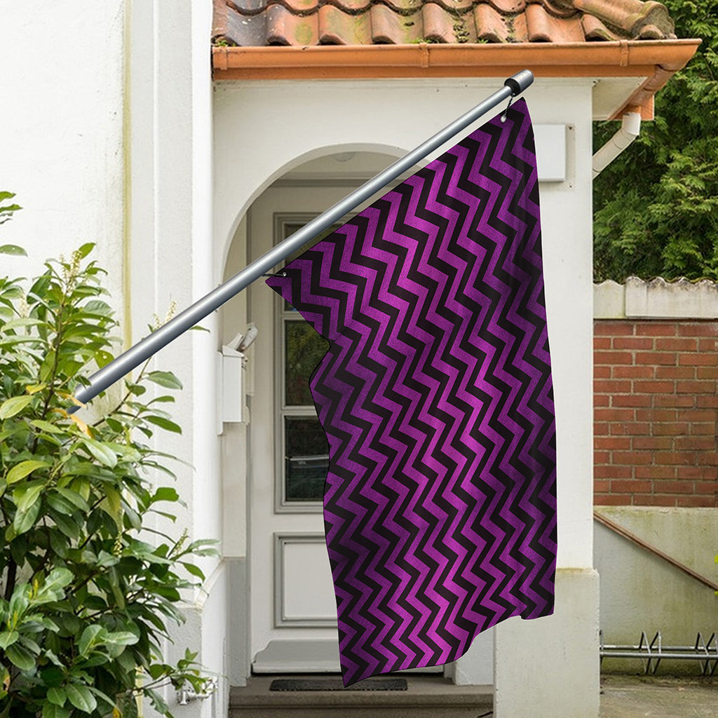 Purple And Black Chevron Pattern Print Polyester Flag