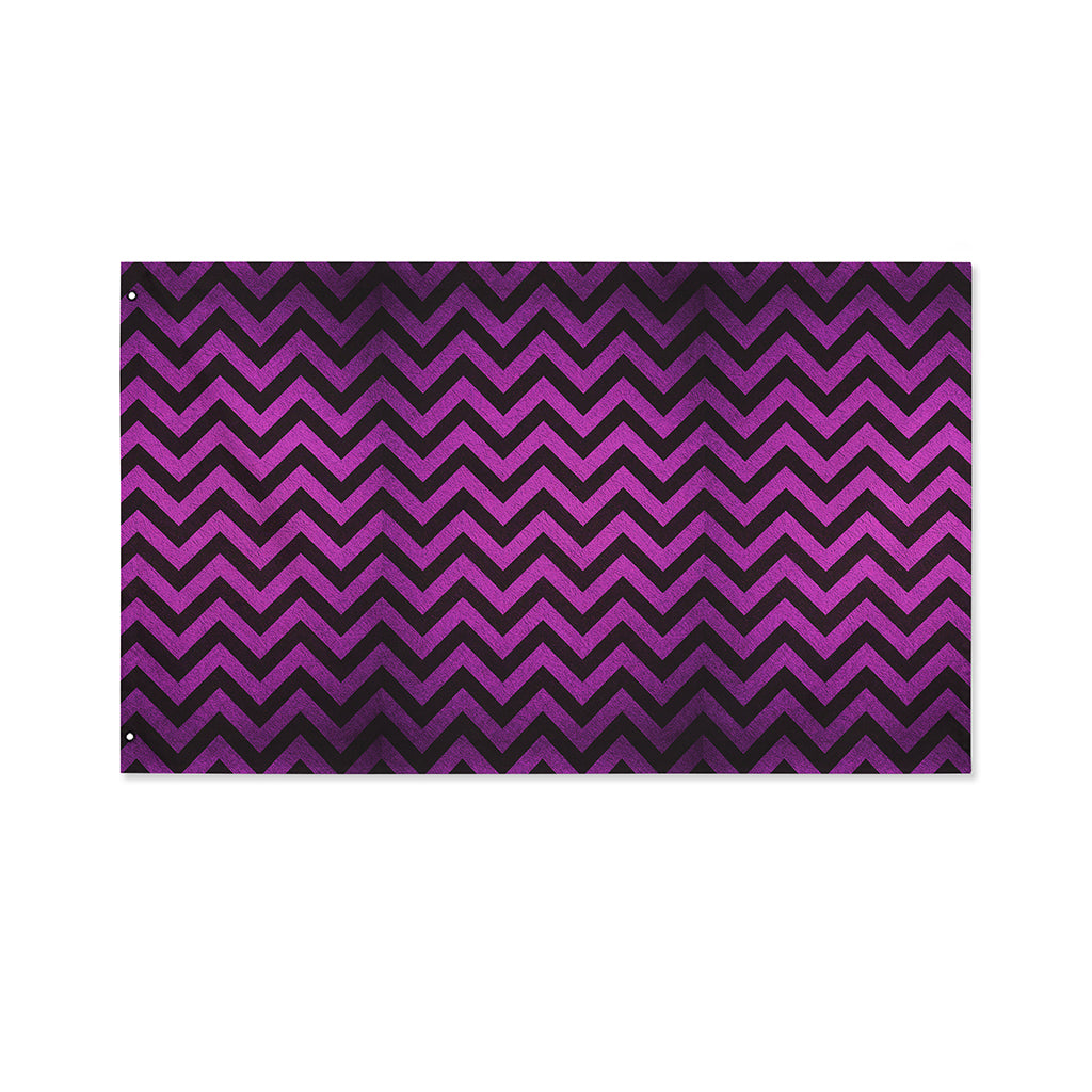 Purple And Black Chevron Pattern Print Polyester Flag
