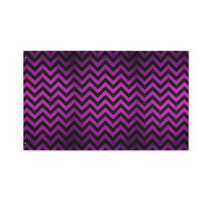 Purple And Black Chevron Pattern Print Polyester Flag