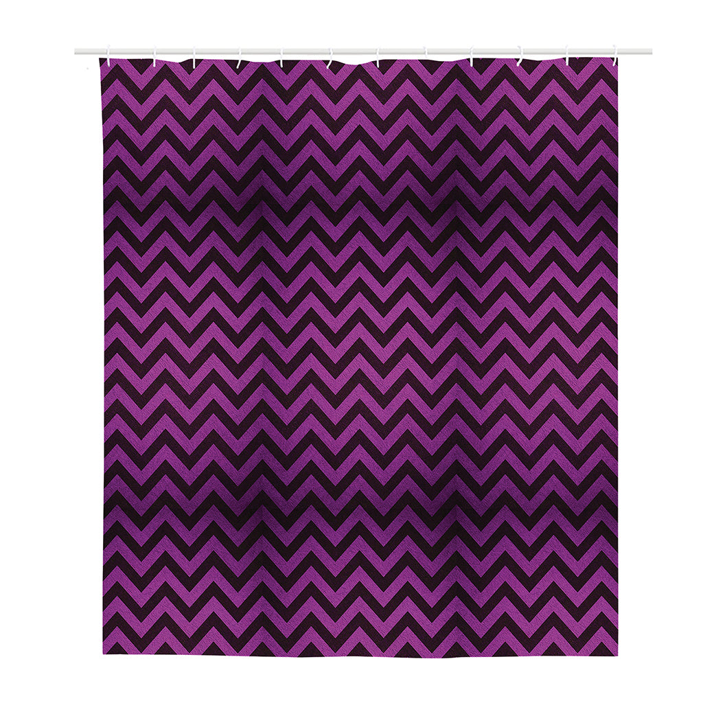 Purple And Black Chevron Pattern Print Polyester Shower Curtain