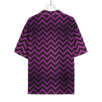 Purple And Black Chevron Pattern Print Rayon Hawaiian Shirt
