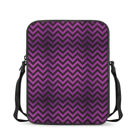 Purple And Black Chevron Pattern Print Rectangular Crossbody Bag