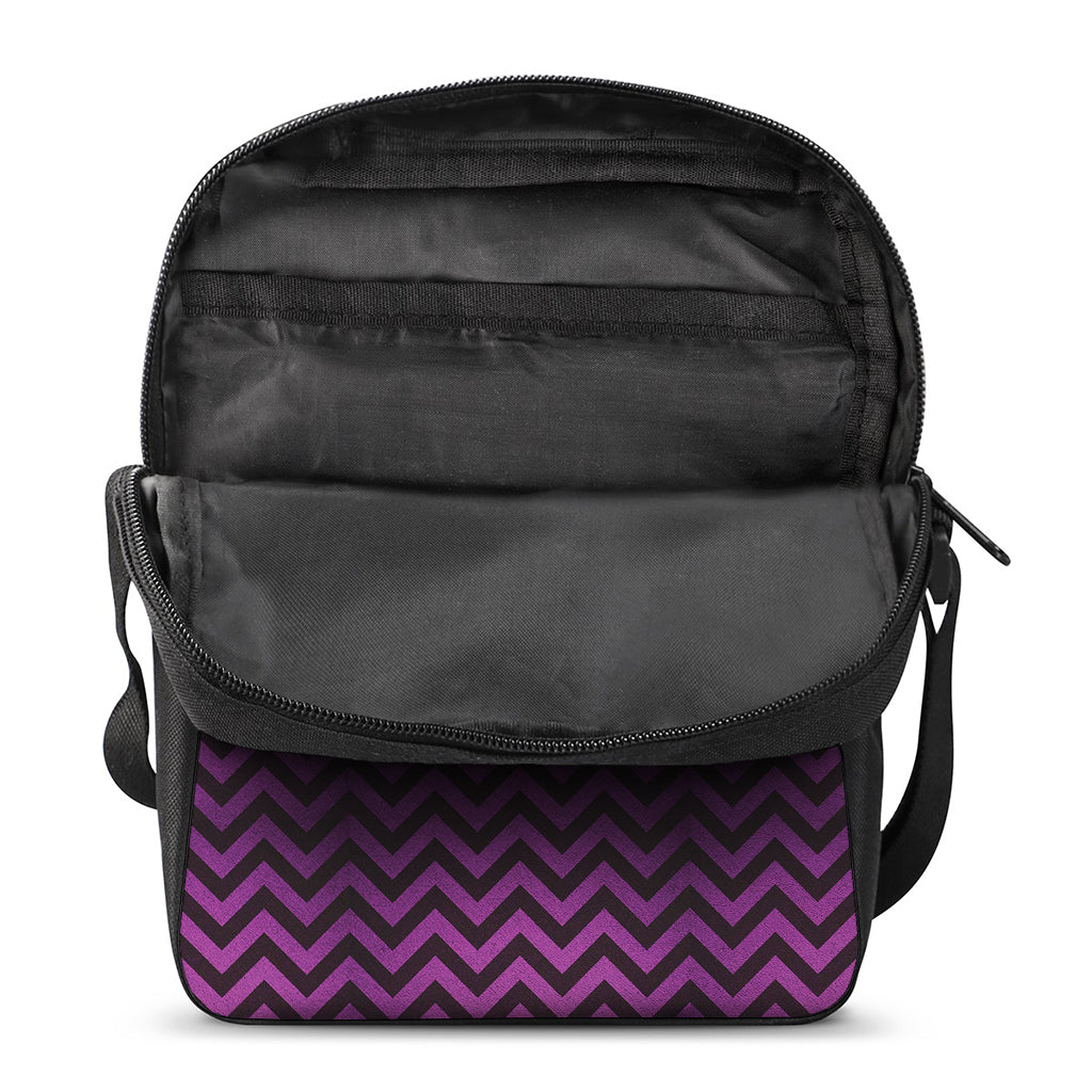 Purple And Black Chevron Pattern Print Rectangular Crossbody Bag