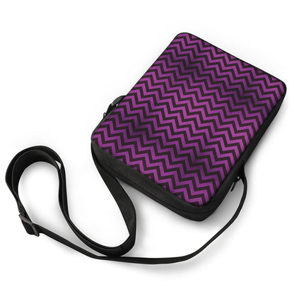 Purple And Black Chevron Pattern Print Rectangular Crossbody Bag