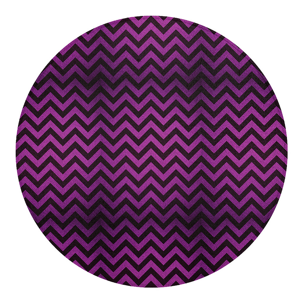 Purple And Black Chevron Pattern Print Round Blanket